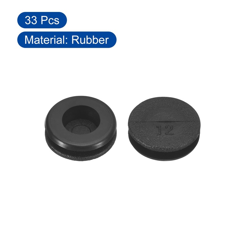sourcing map 33Pcs Rubber Grommets 1/2" (12mm) Drill Hole, 5/16"