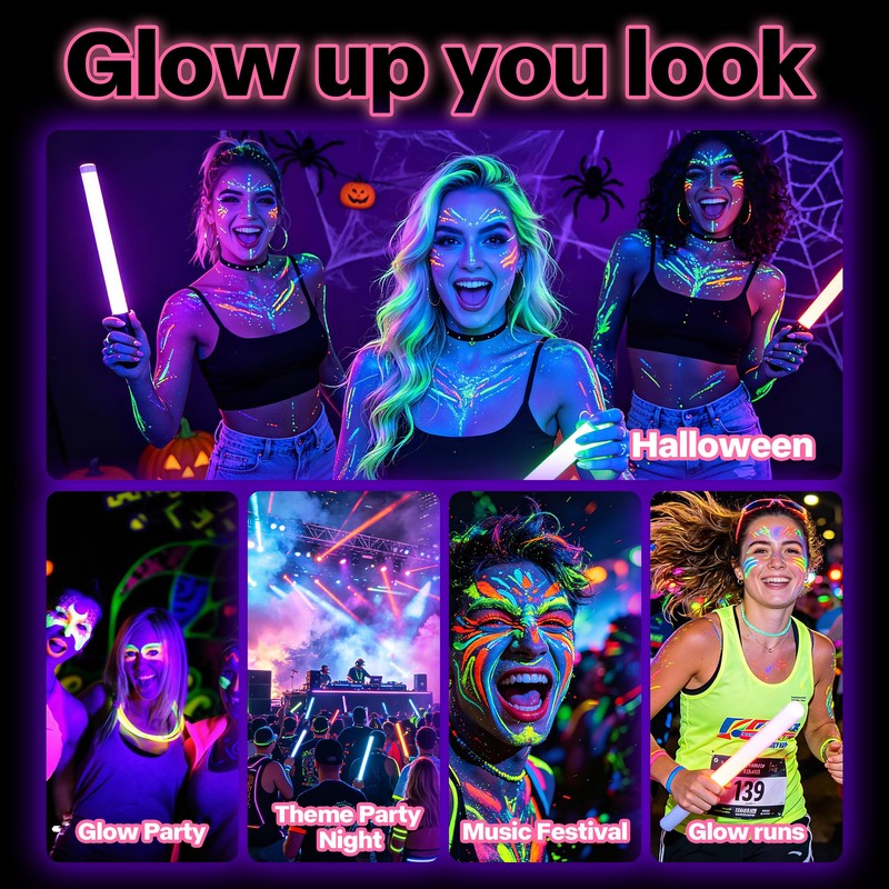 Glow in The Dark Paint, Washable & Long Lasting -