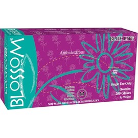 Blossom BM 46208-N-PF Blue Lite Gloves, Size L, 200 Gloves per Box; Textured Fingertips; Ambidextrous Design; Beaded Cuff