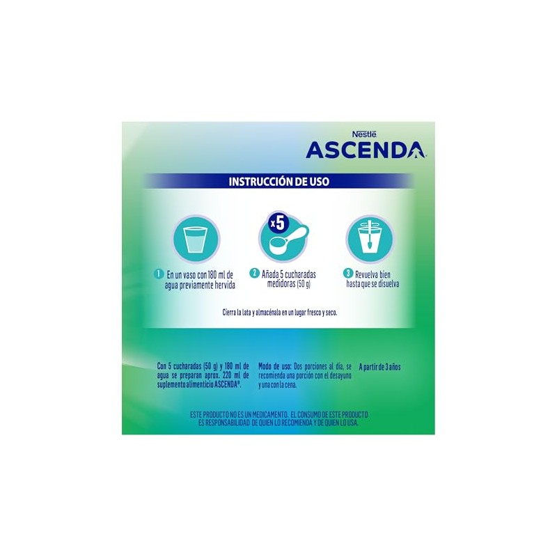 ASCENDA Suplemento Alimenticio Sabor Vainilla Lata de 900g