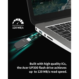 Acer UP300 - Unidad de Memoria Flash USB 3.2 Gen 1 de 128 GB, Color Negro - BL.9BWWA.527