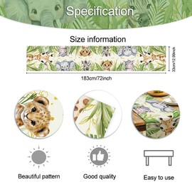 NBEADS Animal Table Runner, 33x183cm Leaves Table Runner Elephant Giraffe Table Runner Seasonal Kitchen Dining Table Decoration for Home Party Festival Decor