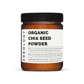 100% Organic Chia Powder 125g - Cold-Pressed from 100% Chia Seeds - Rich in Fibre, Protein and Minerals - Raw, Vegan and Gluten-Free - Non-GMO - Recyclable Glass Jar