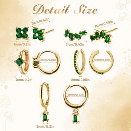 GwaOery E440 Gold Earrings Set for Women, 5PCS Stud Hoop Earrings Set, Small Simple Dangle for Tragus Multiple Piercing 14K Gold Plated Dainty Trendy Ear Jewelry Hypoallergenic