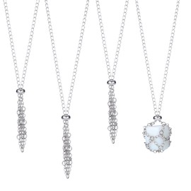 WEWAYSMILE Set of 3 Crystal Holder Cage, Handmade Crystal Holder Necklace, Stone Necklace Holder, Metal Mesh Stand, Quartz Gemstone Jewellery for Men and Women (Length Approx. 17.2 Inches)