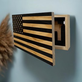 American Flag Concealed Gun Cabinet, Hidden Gun Storage American Flag (Black)