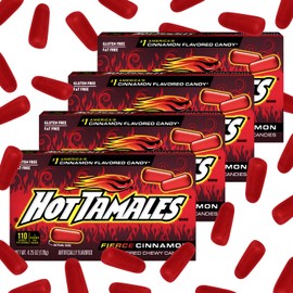 Hot Tamales Fierce Cinnamon Candy, 4 Pack - 4.25oz Each, Ideal for Candy Lovers and Fans of Hot Tamales, Perfect for Snacking, Sharing, Parties, or Gifting