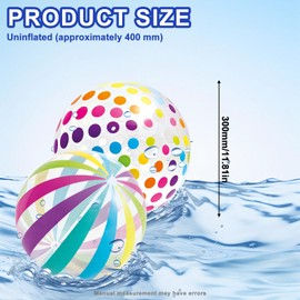 VZXZXE Inflatable Water Ball, 40 cm Beach Ball, Colourful Striped Water Balls, Beach Ball, Inflatable Ball for Adults, Beach, Pool Party, Outdoor Activities
