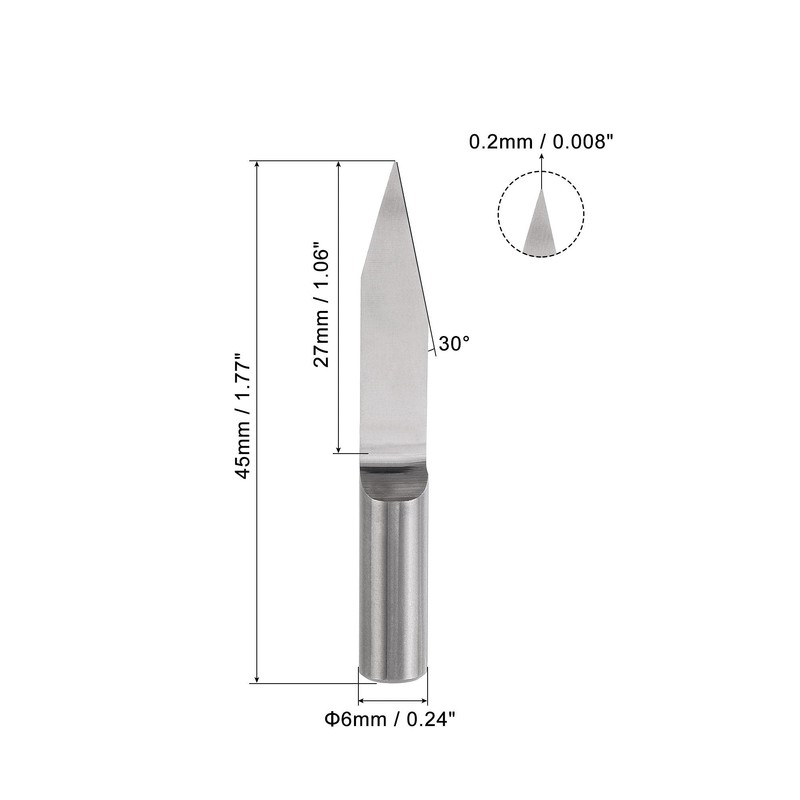 sourcing map Wood Engraving Bit Solid Carbide 6mm Shank, 30