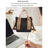 zhongningyifeng Women Canvas Handbag Multi Pockets Shoulder Bag Zipper Travel