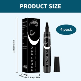XdealCozyxc 4PCS Beard Pencil Filler for Men, Easy Waterproof Beard Pen (Black)