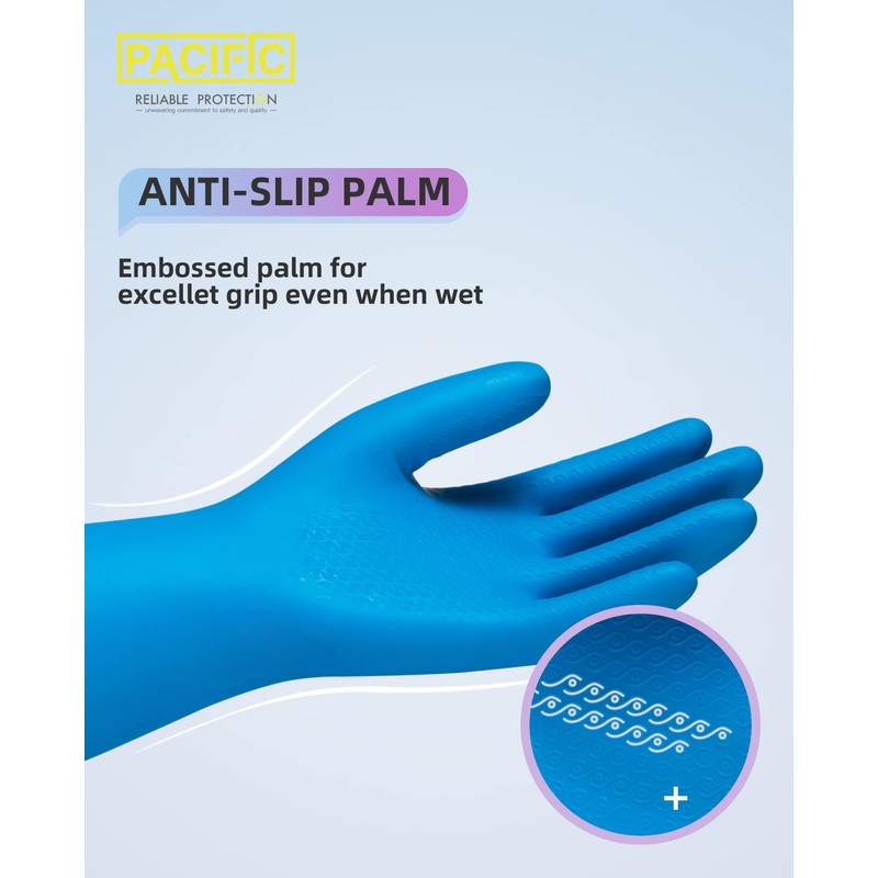 PACIFIC PPE 4 Pairs Reusable Dishwashing Cleaning Gloves with Latex