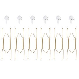 sourcing map 6pcs Plate Hanger, 6 Inch Stainless Steel Invisible Wall Plate Hangers with Wall Decorative Hooks and Tip Protector for Decorative Plates and Art