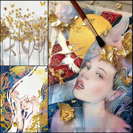 Gold Foil Flakes, 10 Grams Imitation Metallic Leaf, Gold Leaf Gilding Flakes for Crafts Painting Home Decoration, Silver