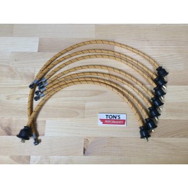 Ton's Performance 8mm Cloth Covered Spark Plug Wire Set Vintage Wires Inline 6 Coil Suppression OB
