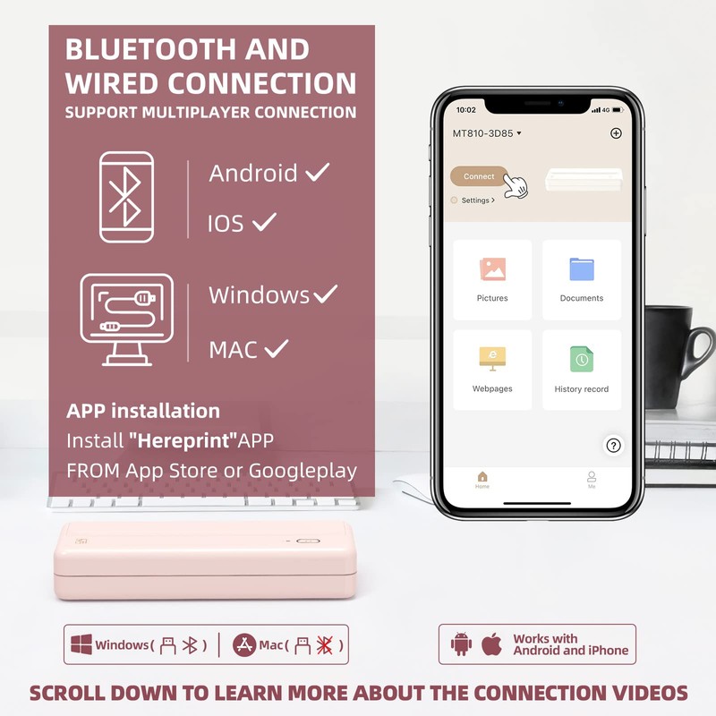 HPRT HPRT Wireless Portable Printer - Bluetooth Thermal Printer for