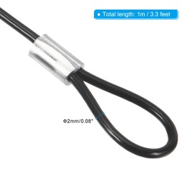 TOP-VIGOR 4Pcs 3.3 FT Safety Cable Lock, 2mm Dia Stainless Steel Security Wire Ropes with Double Loop for Outdoor Gate Stage Lighting Luggage Suitcase Wire Lock, 1m