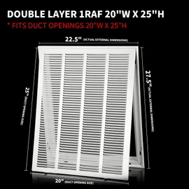 20x25 Air Return Grille [Duct Opening Size] Return Vent Cover for Wall or Ceiling,Steel Return Air Grill Removable Face/Door for 1 inch Filters (20"W x 25"H[Duct Opening])