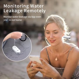 eMylo WiFi Water Leak Detector Sensor, 120 dB Water Sensor Alarm with Real-time App Notification, Water Level Monitoring, Water Immersion Sensor Alarm for Home, Kitchen, Bathroom, Toilet, Basement