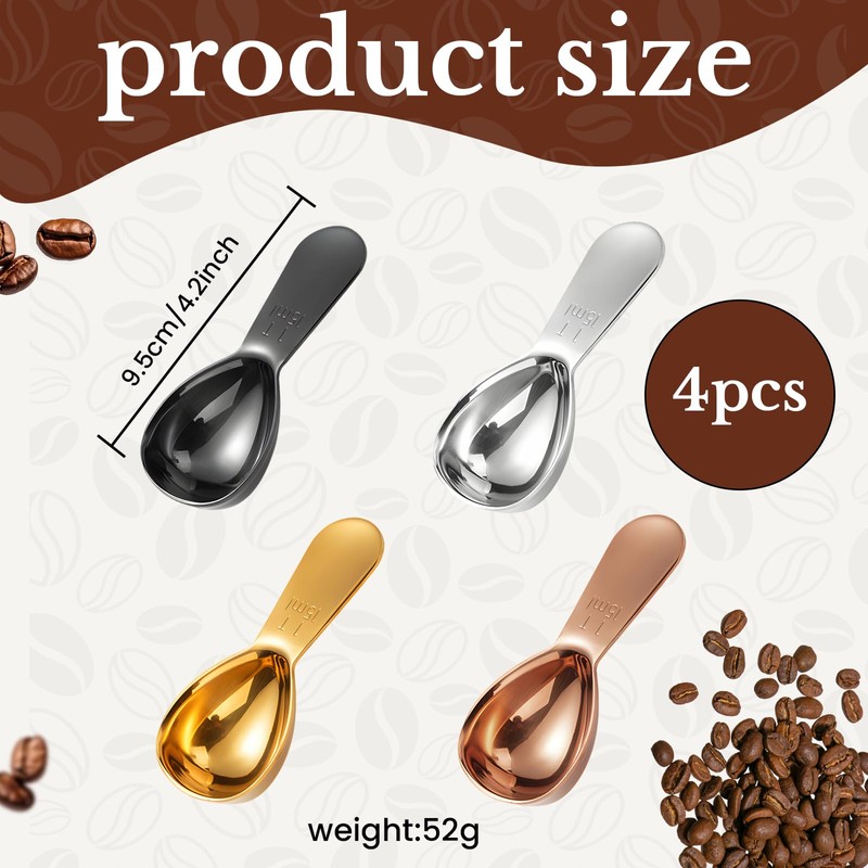 9/8 Stainless Steel Coffee Scoop: 1 Tbsp Coffee Scoop for