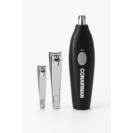 ConairMan Nose & Ear Trimmer Kit - 4 Piece Grooming Set with Nail Clippers and Storage Pouch