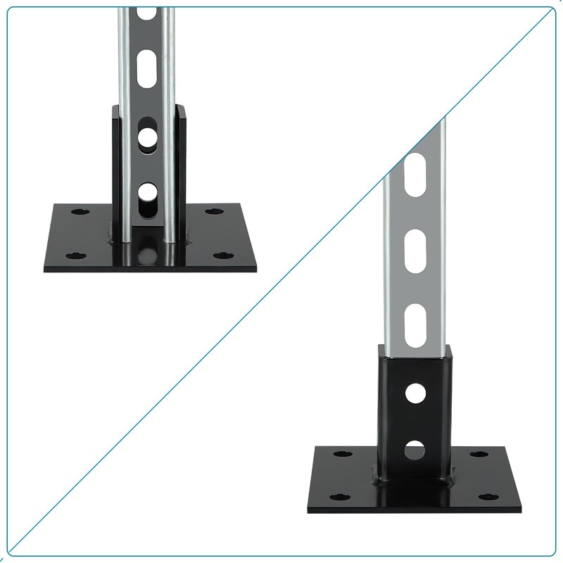Skelang Post Base, 4 Holes Square Post Bracket, Strut Base