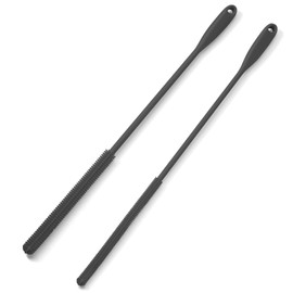 Purtribe Silicone Straw Brush 4 Pack - (2 Small, 2 Wide) - 10 Inch Reusable Straw Cleaner, Pipe Cleaner, Glass and Detailing Tool (Charcoal)
