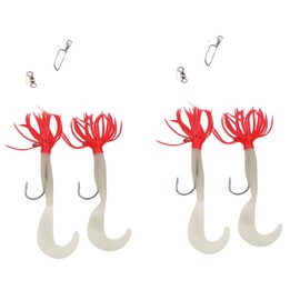 Behr Set of 2 Pilk Leaders with Fringes with 2 Arms, Rubber Fish Luminous Norway Ready Assembled Length 120 cm + Free Petri Heil! Sticker (Self-Luminous/Red)