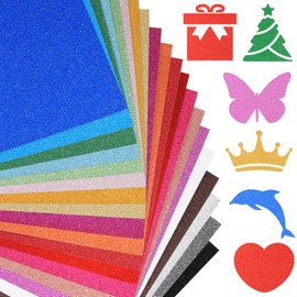 A4 Glitter Card 20 Sheets 20 Assorted Colours Abrasion Resistant Card for Cricut Glossy Paper for Card Making, Crafts, Scrapbooking and DIY Projects 250gsm