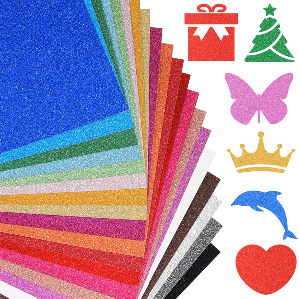 A4 Glitter Card 20 Sheets 20 Assorted Colours Abrasion Resistant