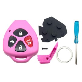 Keyless Entry Key Fob Cover Shell Case Fit for Toyota Avalon 2008- 2013 / 2007-2011 Camry / 2008-2013 Corolla / 2009-2014 Venza No Cutting or Programing Required (Pink)
