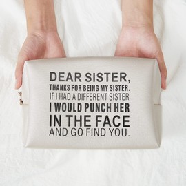Sister Gifts Makeup Bag -Sisters Gifts from Sister - Sister Gifts, Gifts for Sister - Funny Christmas Birthday Gifts for Sister, Little, Big Sister, Sister in Law,Makeup Bag for Sister