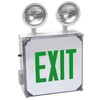 Outdoor Exit Sign Emergency Light Combo with Green Letters