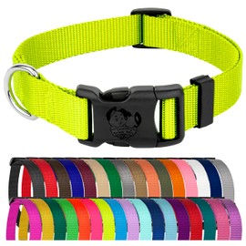 Country Brook Petz - American-Made Dog Collar for Large, Medium, and Small Dogs and Puppies - Deluxe Heavy Duty Nylon in 33 Dazzling Colors (Small, 3/4 Inch Wide, Hot Yellow)
