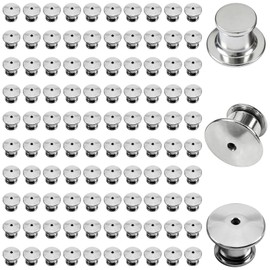 Houlishu Locking Pin Backs, 0.4 Inch, Silver, Metal, 100 Count, Secure Clasps for Brooch Lapel Enamel Pins DIY Craft Badges