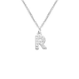 S925 Silver 26 Initial English Letter Crystal Chain Necklace For Women Girl Best Gift (R)