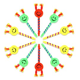 Super Long Design Colorful Cheer Whistles Party Props Kids Toys Event Birthday Decoration Lung Capacity Training Random Color Medium Size 10pcs