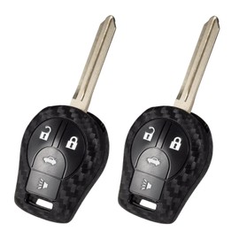 WORCAS 2 Pcs Key Fob Case Carbon Fiber Pattern Silicone Cover Compatible with Nissan Altima Armada Cube Juke Maxima NV NV200 Quest Rogue SENTRA Versa Versa Note 3 4 Button Keyless Entry Remote