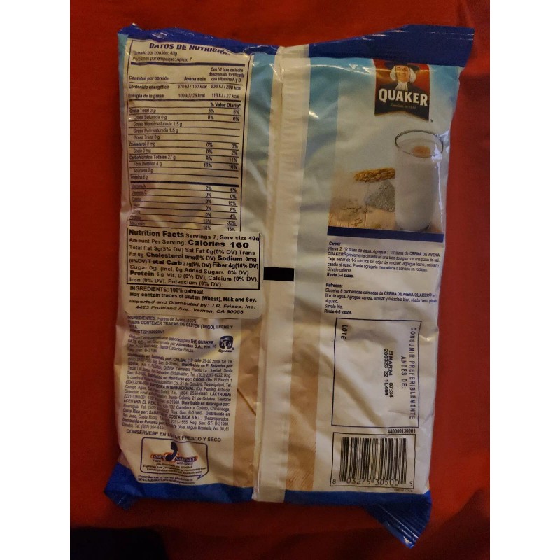 QUAKER 2 PACK QUAKER GROUND OATS CREAM /AVENA MOLIDA CREMA