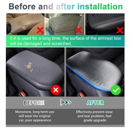 GAFAT Compatible with Toyota RAV4 Hybrid 2019-2024 Centre Armrest Cover, RAV4 2023 Centre Console Armrest Protection Armrest Covers, Leather Padding, RAV4 Accessories (Blue)