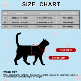 Breathable Cat Harness Set, Dogs Escape Proof Reflective Harness, Permanently Adjustable Cat Harness with Lead, Breathable Puppy Harness for Outdoor Walks (XS)