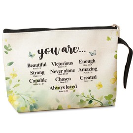 Inspirational Christian Gifts for Women Makeup Bag Encouragement Religious Gifts Makeup Zipper Pouch Bag Bible Verse Cosmetic Bag Scripture Christmas Birthday Gifts Skincare Bag for Her Bride to Be