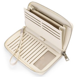 GOIACII Womens Wallet RFID Blocking Leather Zip Around Wallet Large Capacity Long Purse Credit Card Clutch Wristlet