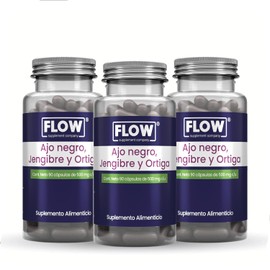 Ajo Negro Jengibre y Ortiga - Flow Supplements - Vitaminas y Minerales - 3 Packs                                                                      