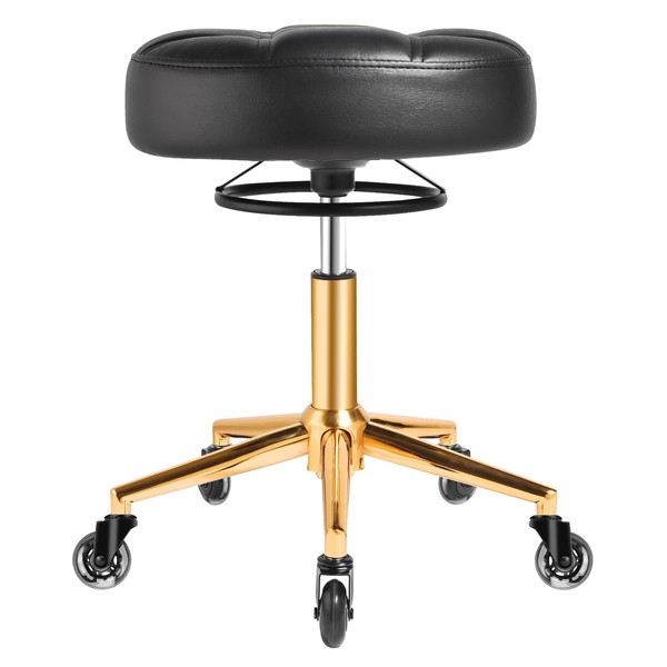 Gold Rolling Stool Comfortable - Super Soft Thick Seat Cushion,