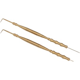 Generic Juego de Herramientas de Levantamiento de Pestañas de Doble Cabezal para Permanente de Pestañas y Cejas - de Bambú y Acero Inoxidable - 2 Piezas (Dorado)