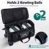 GoHimal Double Roller 2 Ball Bowling Bag with Separate Shoe