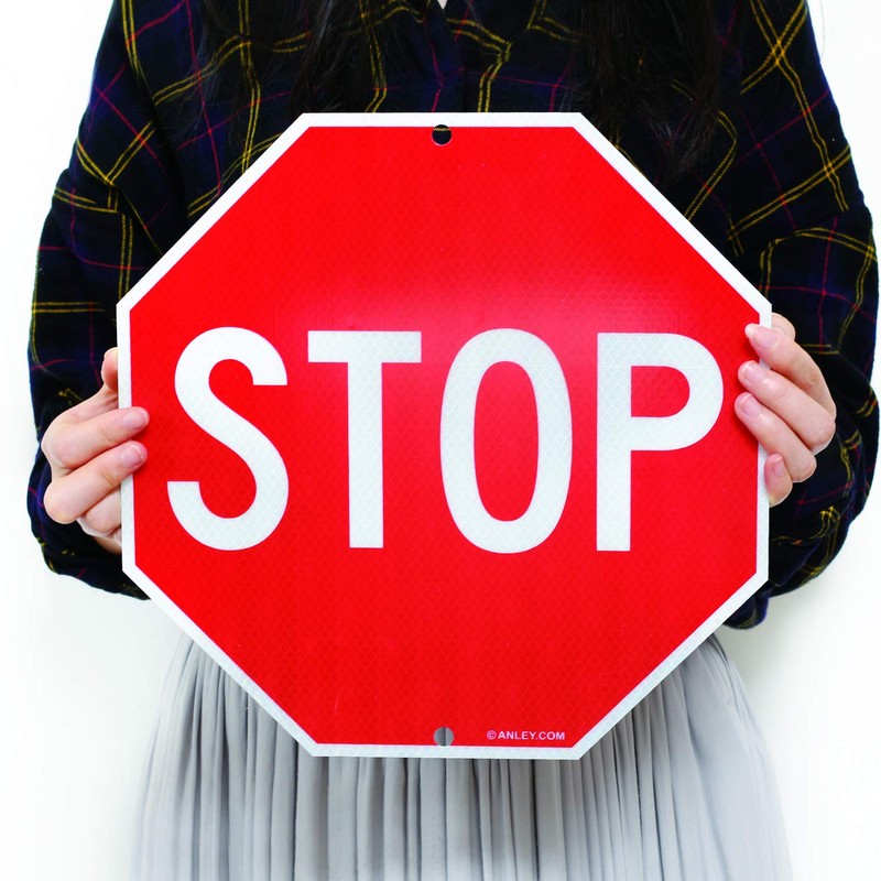ANLEY Stop Sign 12 x 12 Inch - Diamond Quality