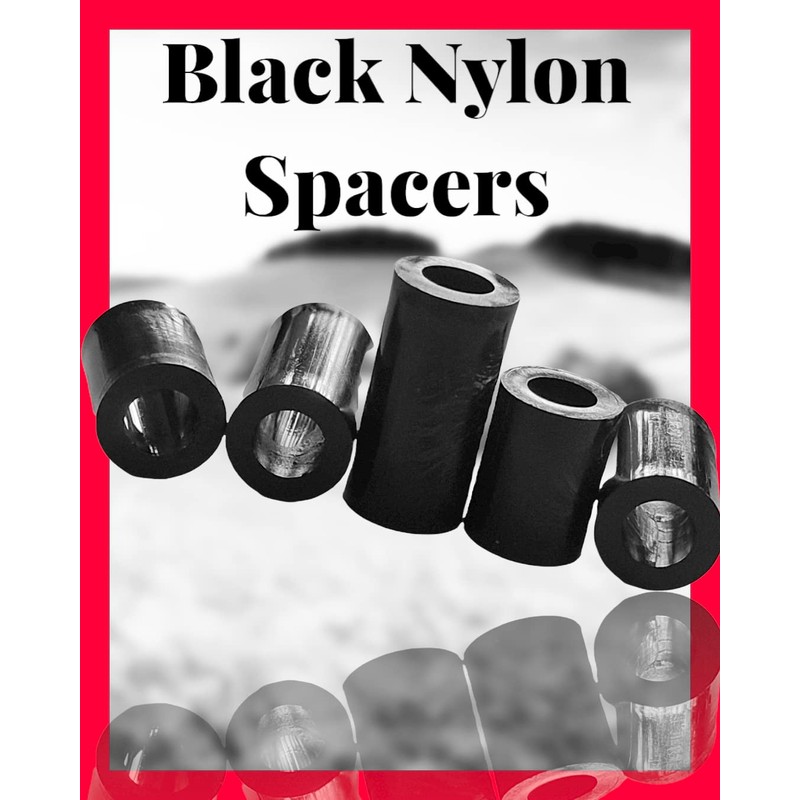12pcs. x M6 x 5mm Black Nylon Spacers and Standoff