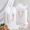 Yeaqee 12 Sets White Gift Bags with Ribbon Handle Tissue